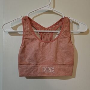 PINK Sport Victoria's Secret Mesh Seamless Racerback SportsBra - Red/Orange - XS